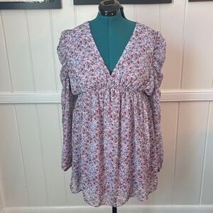 Wild Fable Floral Long Sleeve Dress - Purple w/flowers